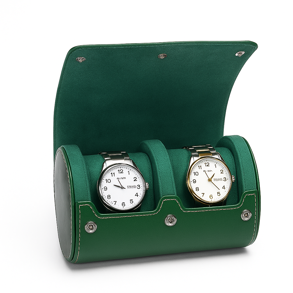 2-Slot Leather Watch Roll | CHRONVAULT™