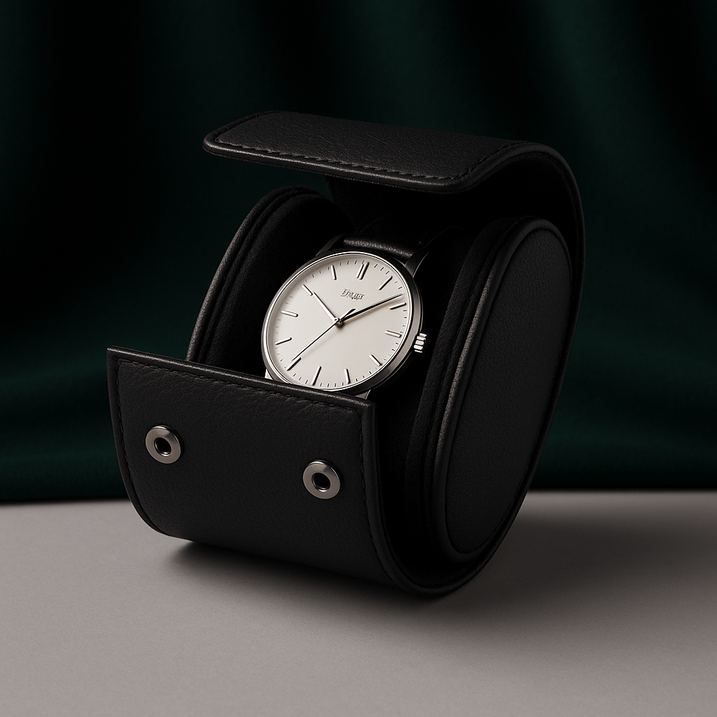 Embers Leather Watch Roll – 1 Slot Travel Pouch | CHRONVAULT™