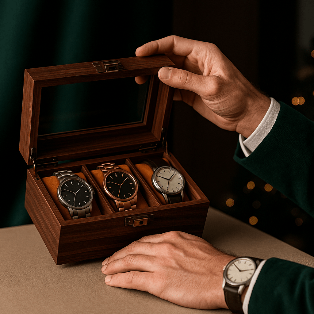 Wood Watch Box – 3 Slot Glass Display Case | CHRONVAULT™