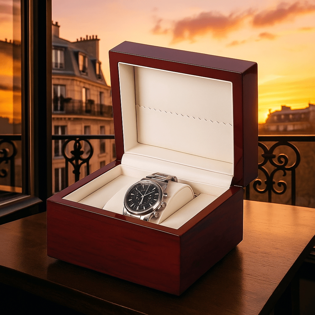 Premium Bamboo Watch Box – Lacquered Solid Wood Display Case | CHRONVAULT™