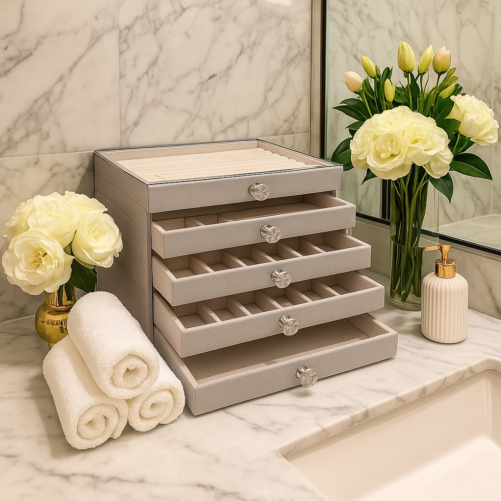 Stackable 5-Layer Velvet Jewellery Box | Chronvault™