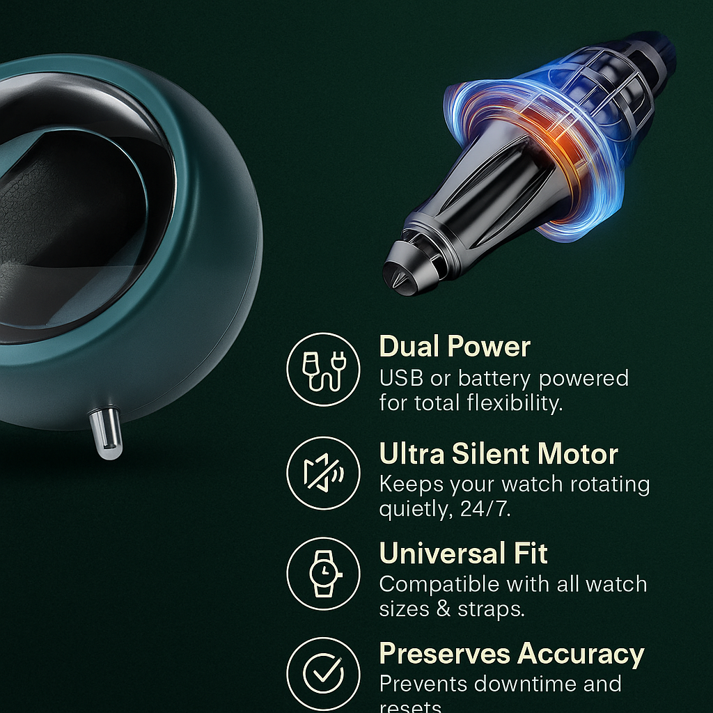 Silent Watch Winder – Compact Auto Rotation Box with Dual Power | CHRONVAULT™