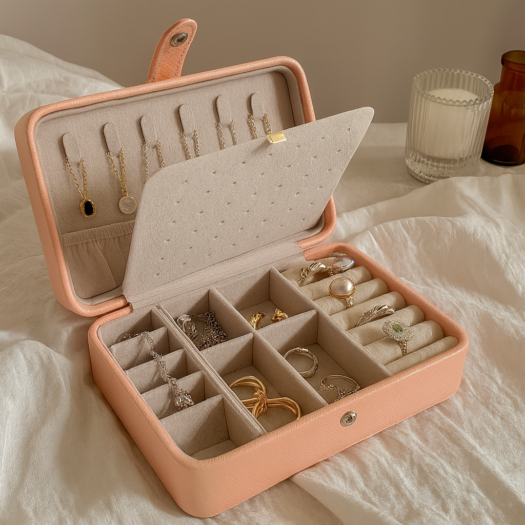 Leather Jewellery Box – Compact Organizer for Earrings & Rings | Chronvault™