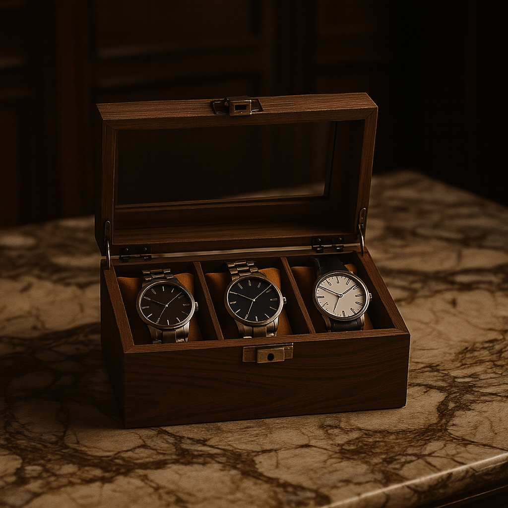 Wood Watch Box – 3 Slot Glass Display Case | CHRONVAULT™
