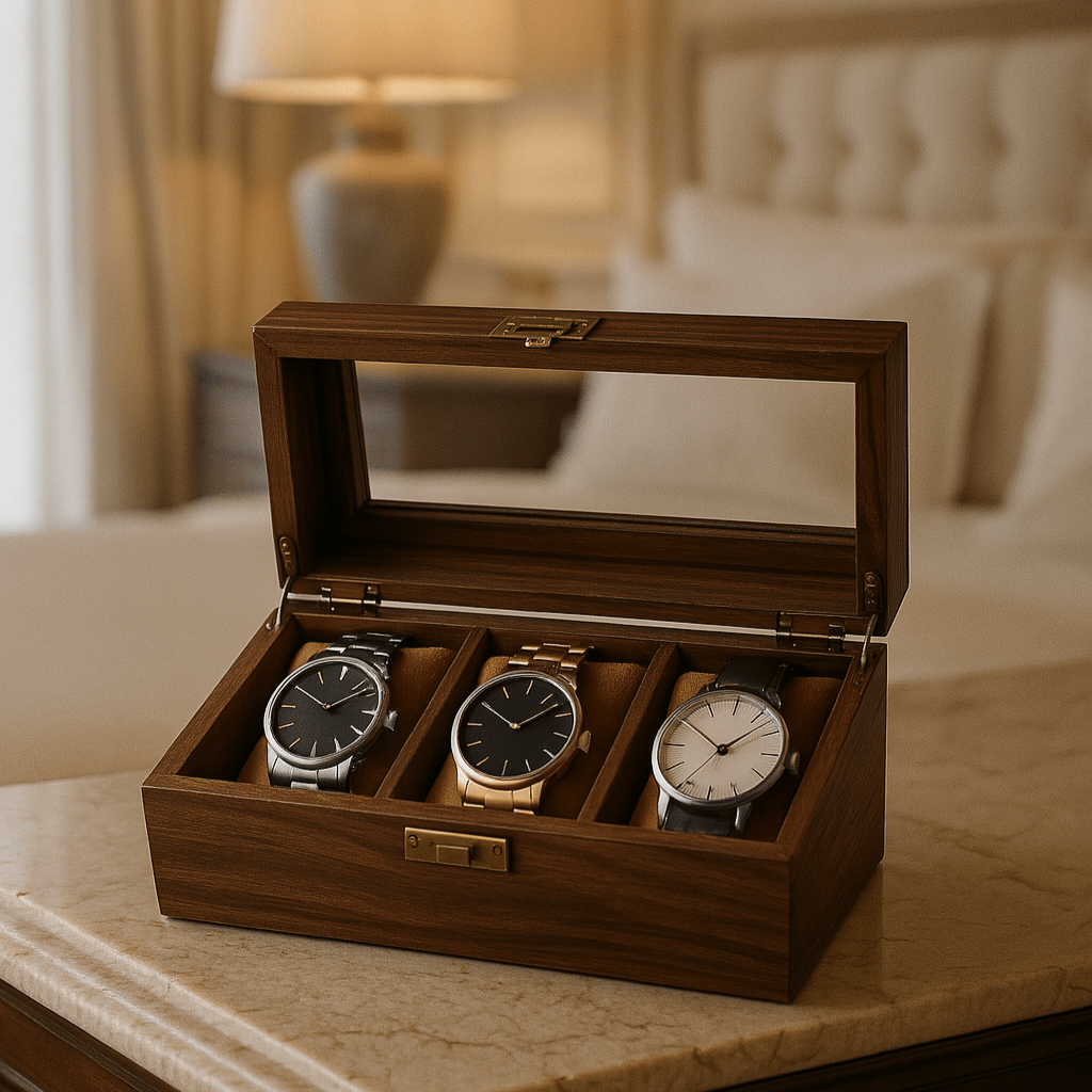 Wood Watch Box – 3 Slot Glass Display Case | CHRONVAULT™