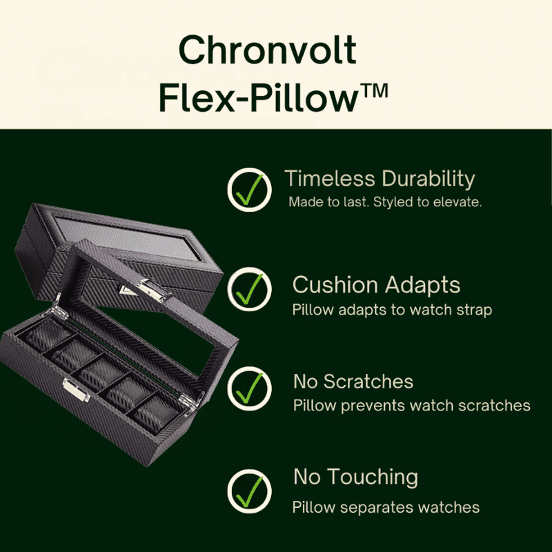 Carbon Leather Watch Box – 6 Slot Display Case | CHRONVAULT™