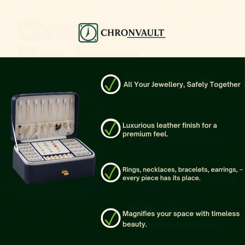 Leather Jewellery Box for travel and home – Large Capacity | Chronvault™