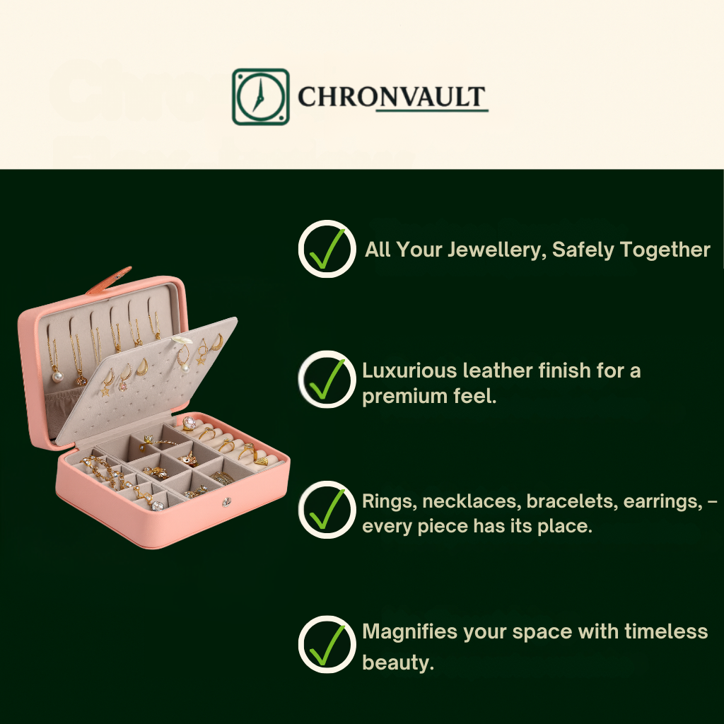 Leather Jewellery Box – Compact Organizer for Earrings & Rings | Chronvault™