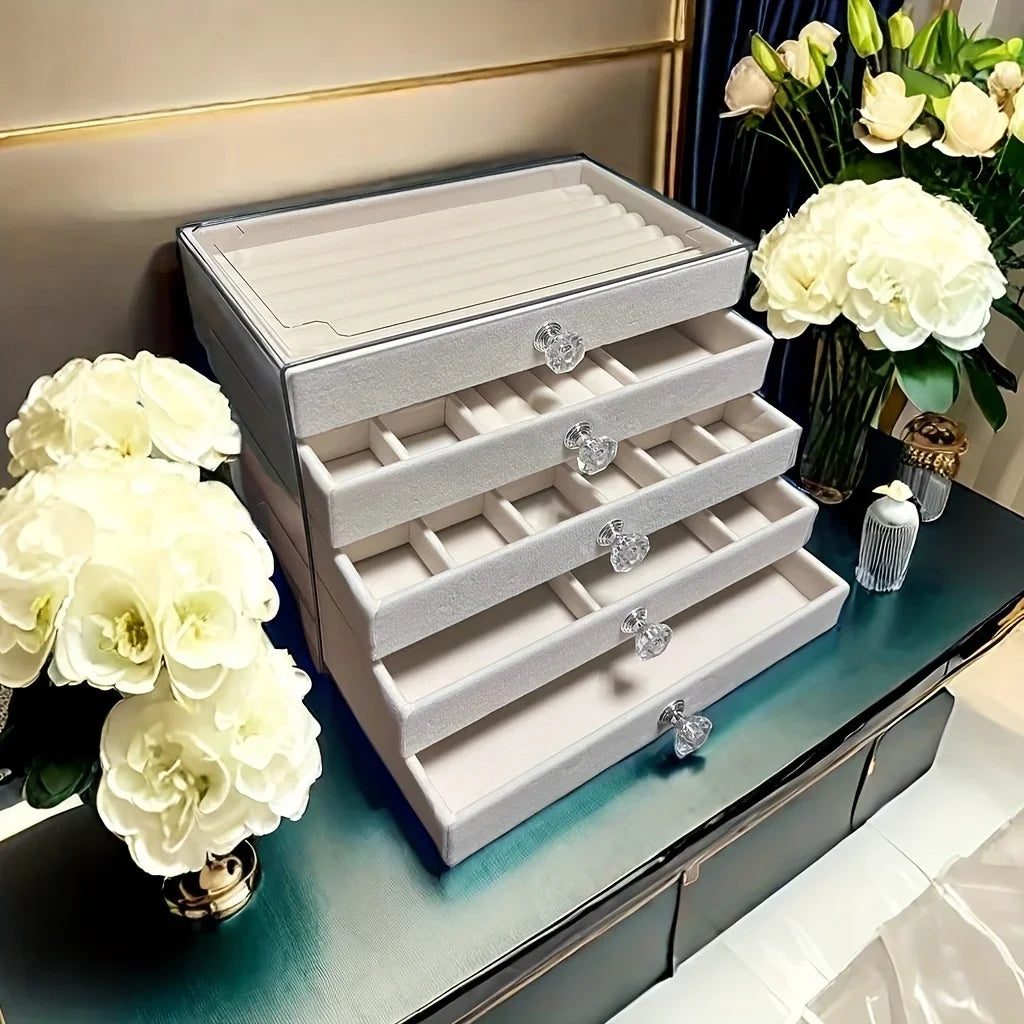 Stackable 5-Layer Velvet Jewellery Box | Chronvault™