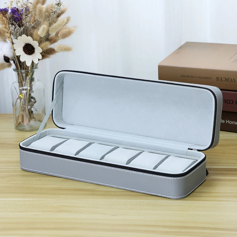 Leather Watch Box – 6 Slot Travel Zipper Case | CHRONVAULT™