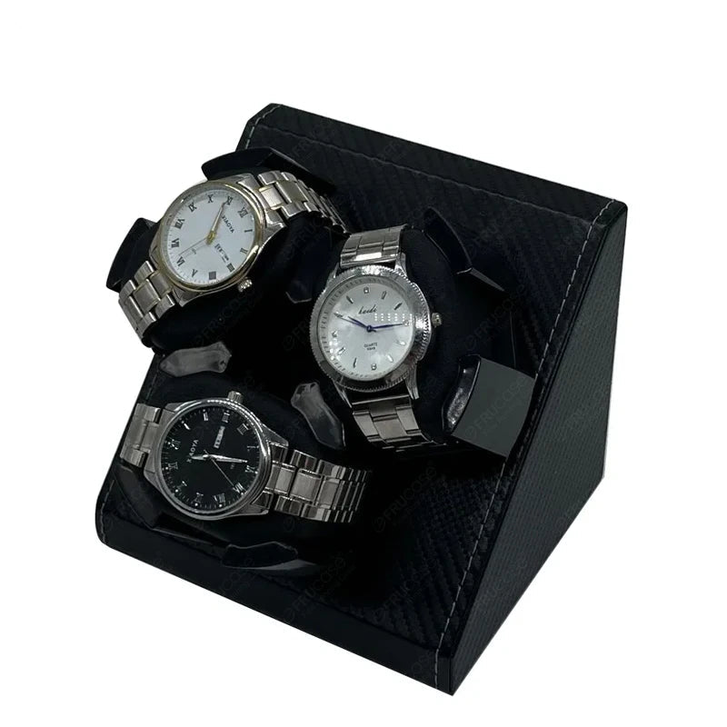Triple Watch Winder – Compact Leather Case with Dual Rotation Modes | CHRONVAULT™