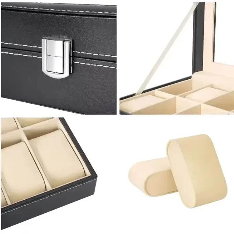 2-Slot Leather Watch Box – Compact Display Case with Glass Lid | CHRONVAULT™