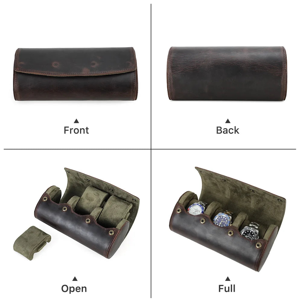3-Slot Leather Watch box | CHRONVAULT™