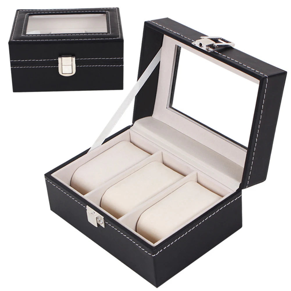 3-Slot Leather Watch Box lightweight Design | CHRONVAULT™