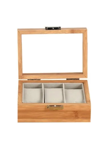 3-Slot Bamboo Watch Box – Wooden Display Case with Glass Lid | CHRONVAULT™
