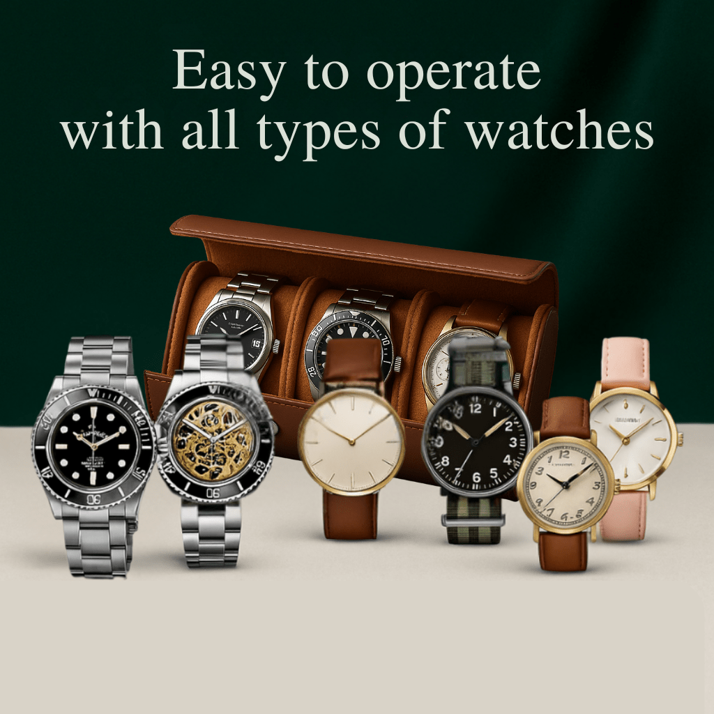 3-Slot Leather Watch Roll – Vintage Travel Case for Men | CHRONVAULT™