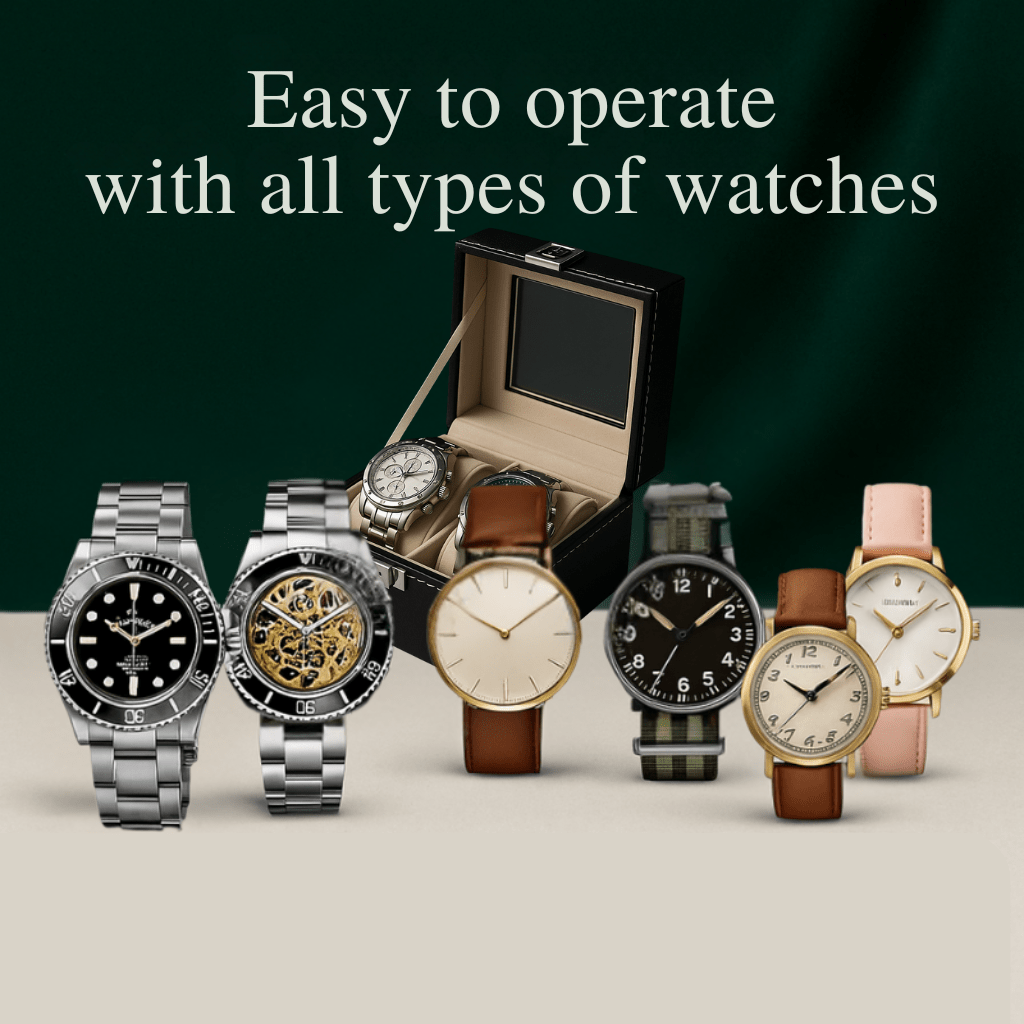 2-Slot Leather Watch Box – Compact Display Case with Glass Lid | CHRONVAULT™