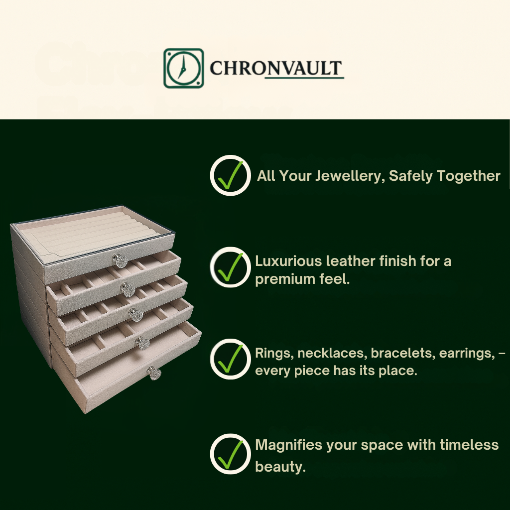 Stackable 5-Layer Velvet Jewellery Box | Chronvault™