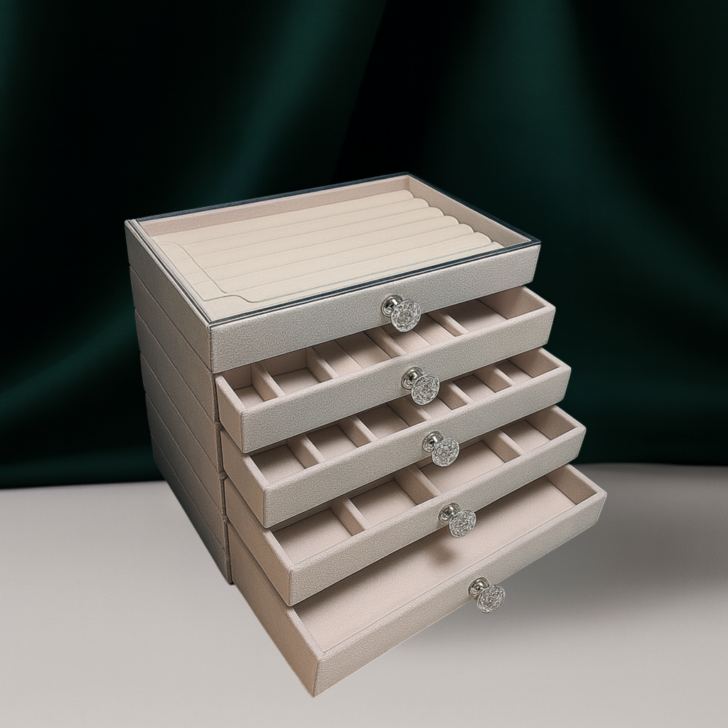 Stackable 5-Layer Velvet Jewellery Box | Chronvault™