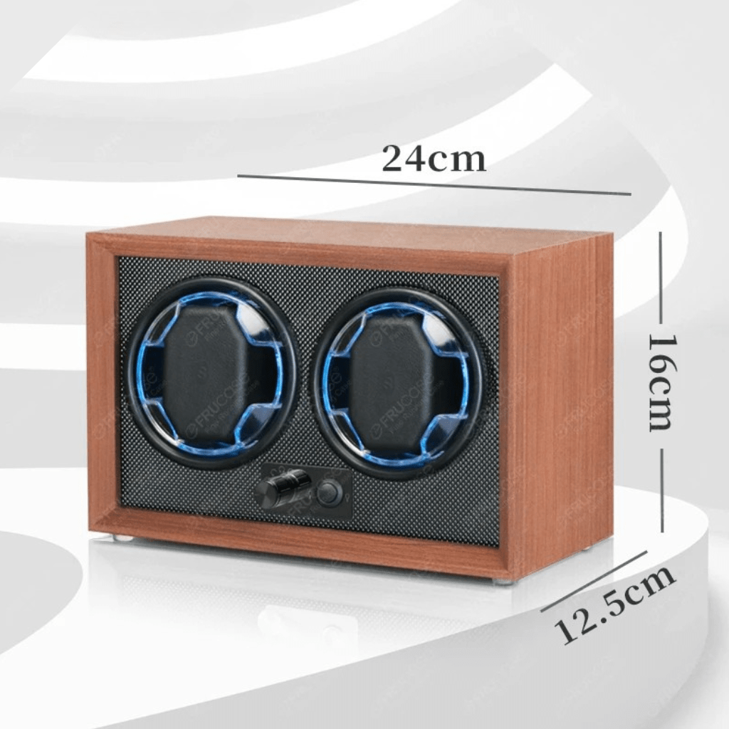 Double Watch Winder Box with Light – Wood Grain Display | CHRONVAULT™