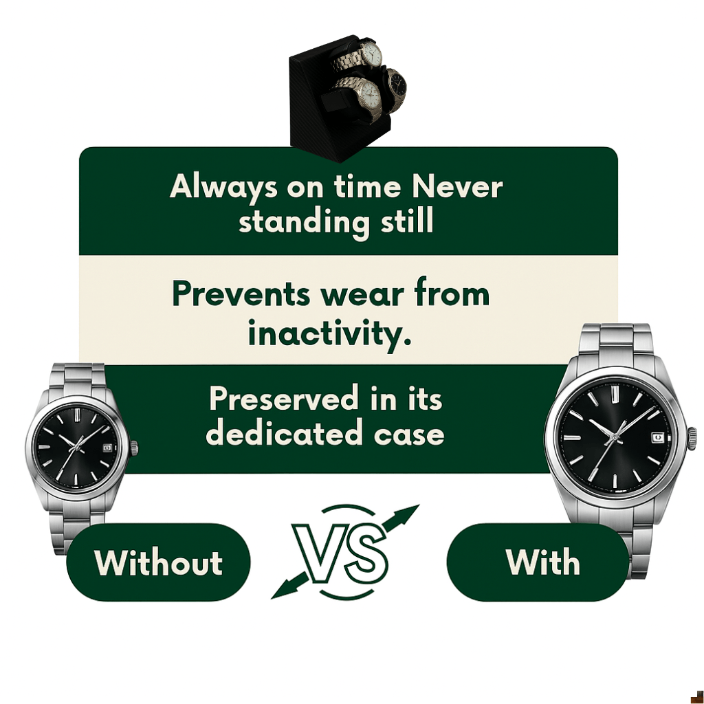 Triple Watch Winder – Compact Leather Case with Dual Rotation Modes | CHRONVAULT™