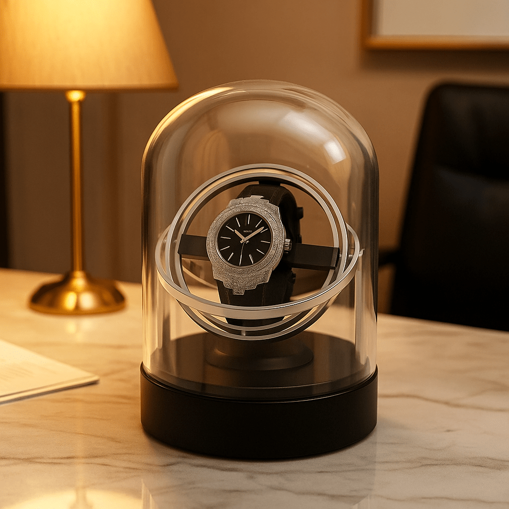Watch Winder with Dome Cover – Silent Display Case | CHRONVAULT™