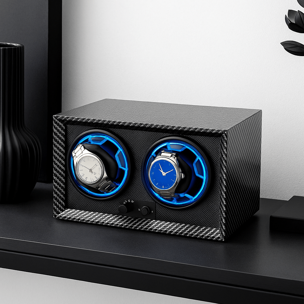 Wooden Watch Winder for two watches  – Silent Dual Motor  | CHRONVAULT™