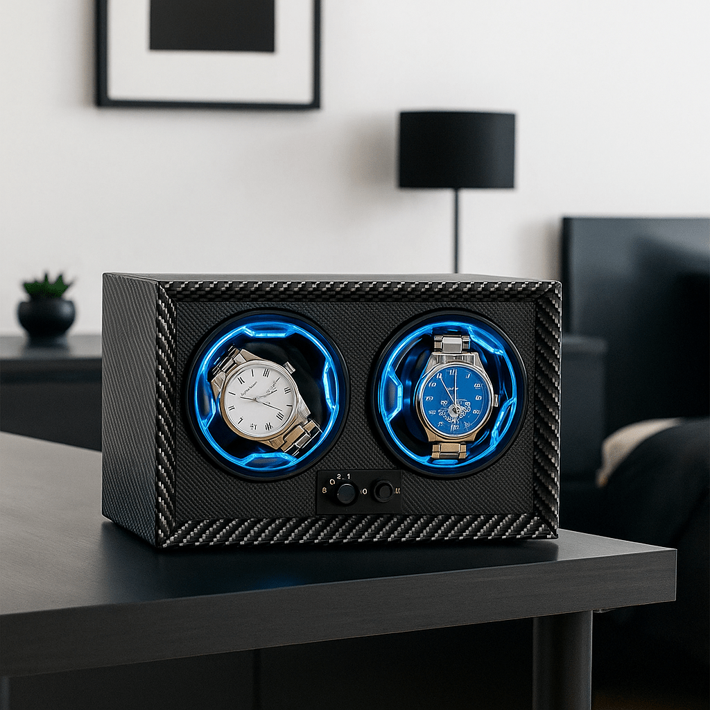 Wooden Watch Winder for two watches  – Silent Dual Motor  | CHRONVAULT™