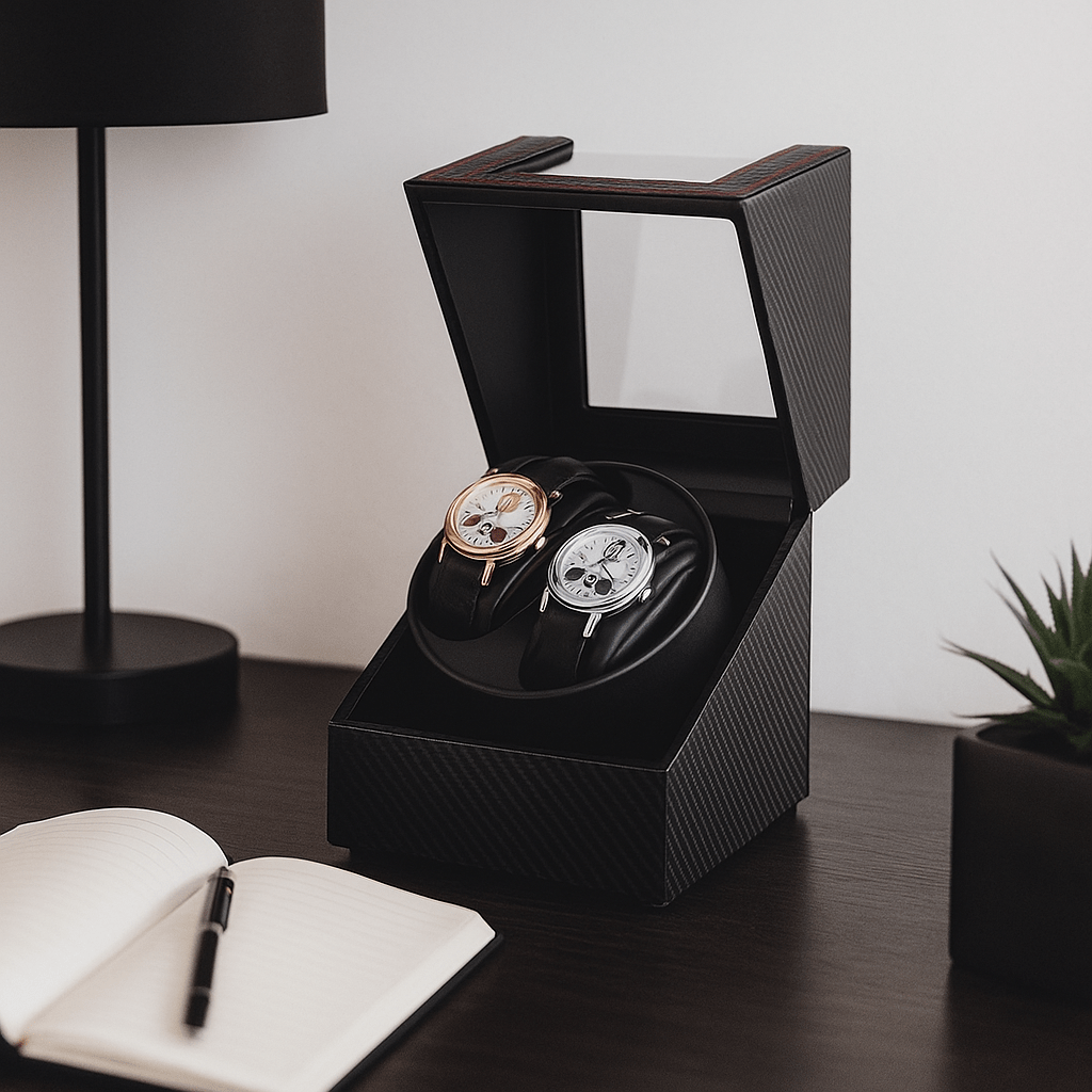 Dual Watch Winder – Leather Box with 2 Modes | CHRONVAULT™