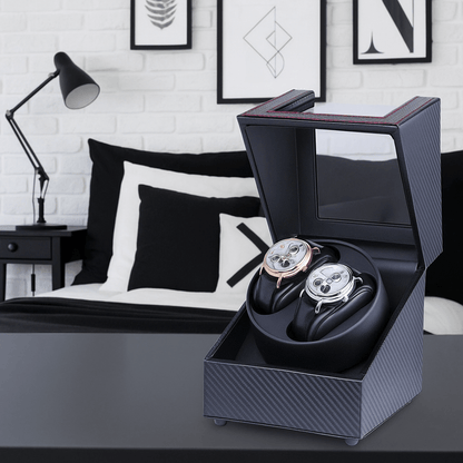 Dual Watch Winder – Leather Box with 2 Modes | CHRONVAULT™