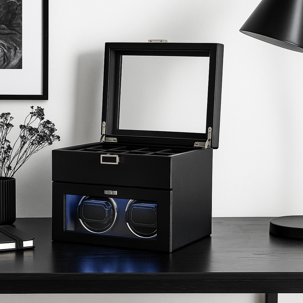 Luxury Double Watch Winder with 8 Storage Slots | CHRONVAULT™