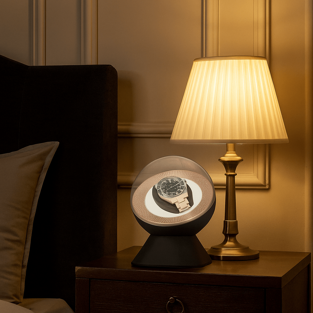 Watch Winder with Dome Cover – Intelligent Auto-Rotation & LED Light | CHRONVAULT™