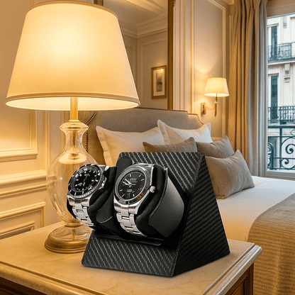Watch Winder –  Leather Silent Rotation Box for 2 Watches | CHRONVAULT™