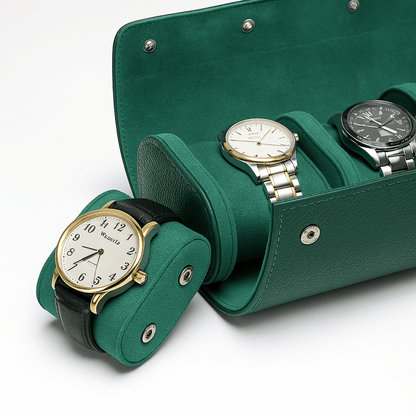 3-Slot Leather Watch Roll | CHRONVAULT™