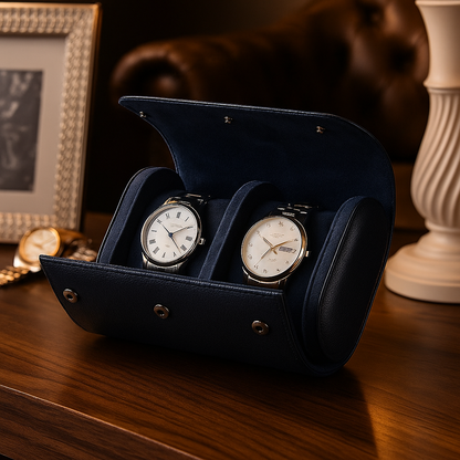 Embers Leather Watch Roll – 2 Slot Travel Pouch | CHRONVAULT™