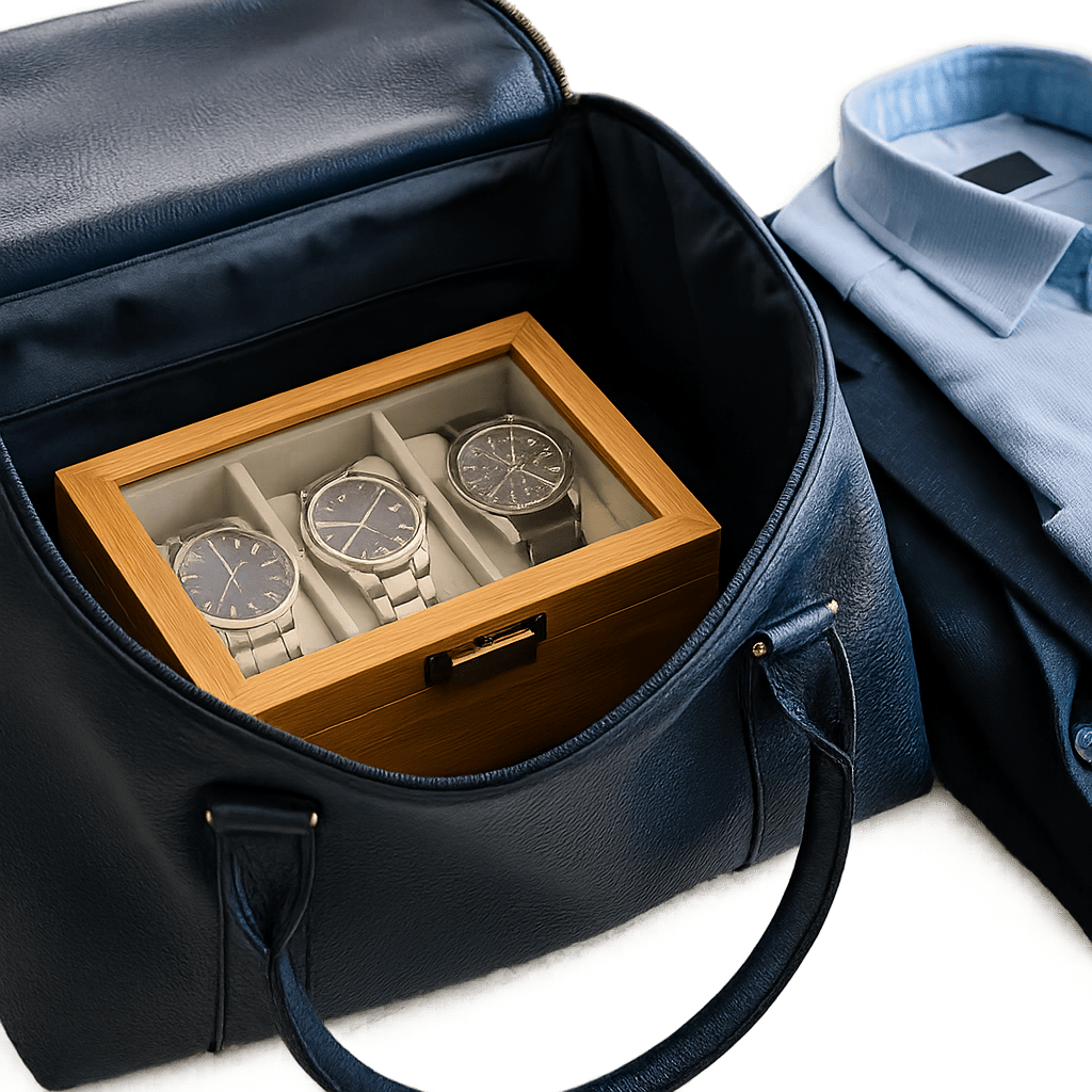 3-Slot Bamboo Watch Box – Wooden Display Case with Glass Lid | CHRONVAULT™