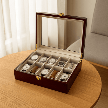 10-Slot Wooden Watch Box | CHRONVAULT™