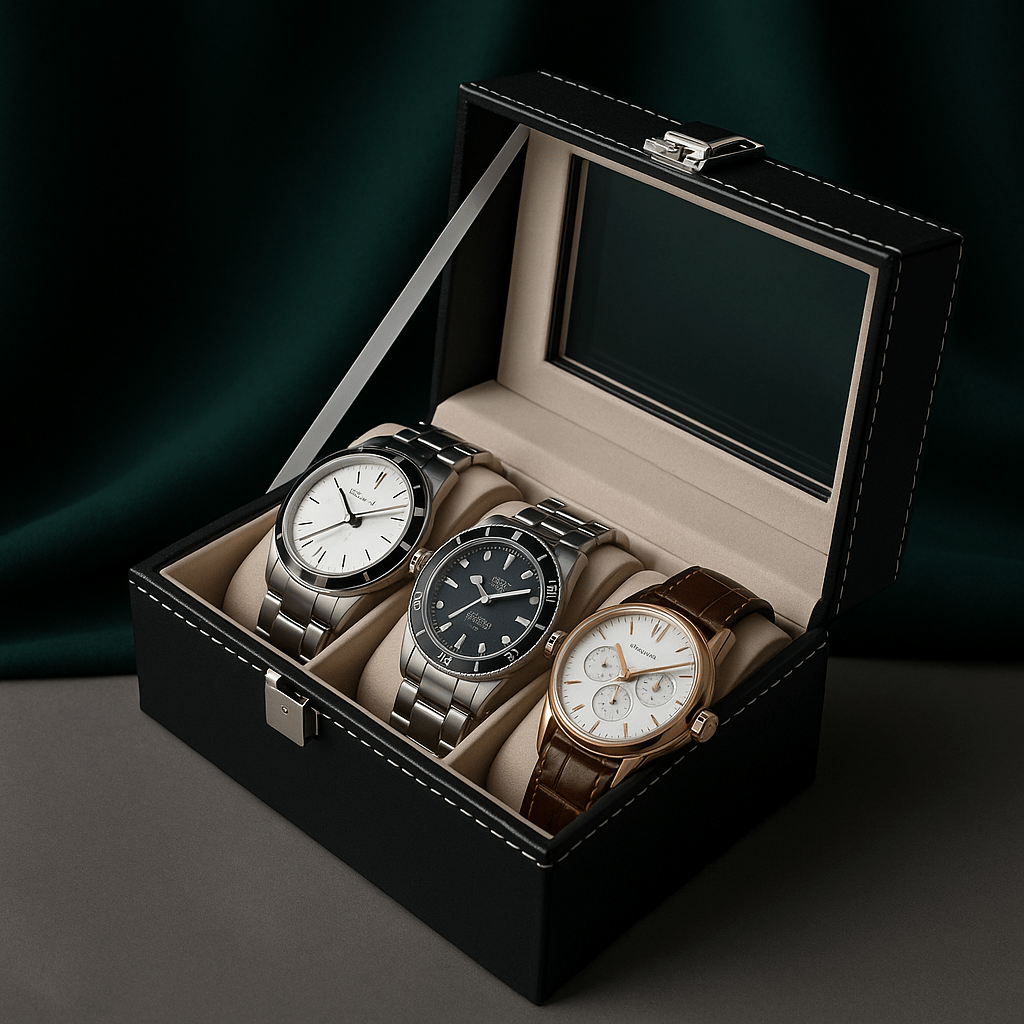 3-Slot  Leather Watch Box  lightweight  Design | CHRONVAULT™
