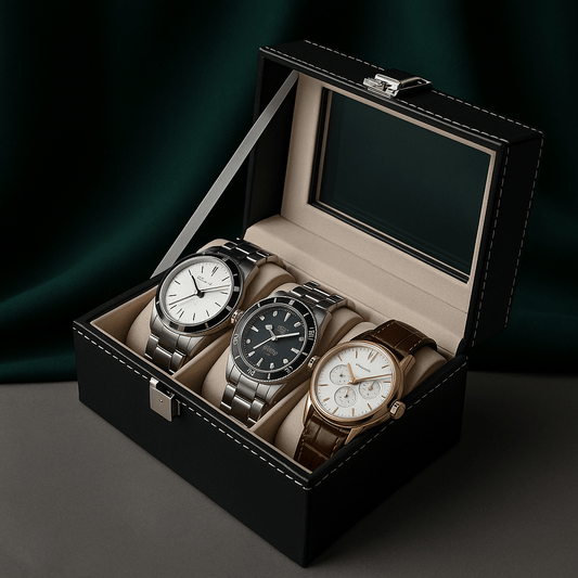 3-Slot  Leather Watch Box  lightweight  Design | CHRONVAULT™