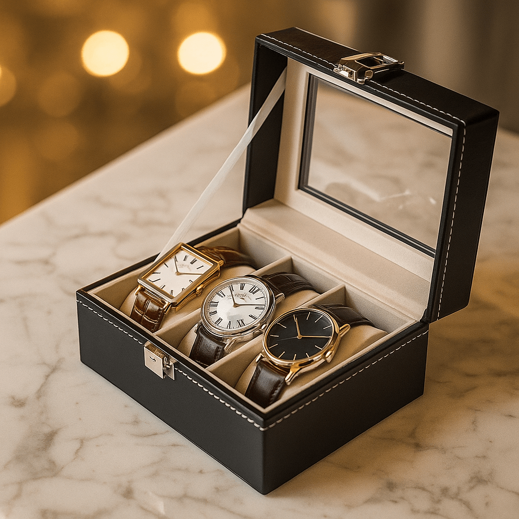 3-Slot  Leather Watch Box  lightweight  Design | CHRONVAULT™
