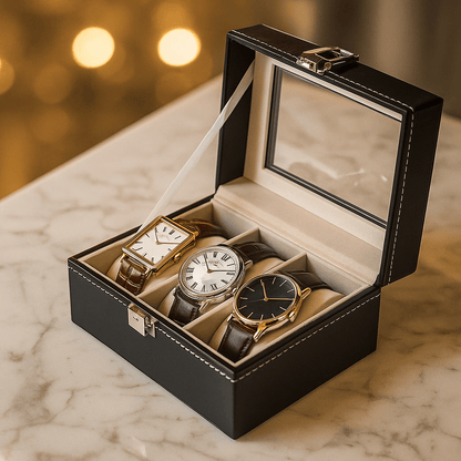 3-Slot  Leather Watch Box  lightweight  Design | CHRONVAULT™
