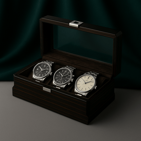 3-Slot Luxury Wood Watch Box – Glass Display Case | CHRONVAULT™