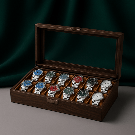 Wood Watch Box – 12 Slot Glass Display Case | CHRONVAULT™