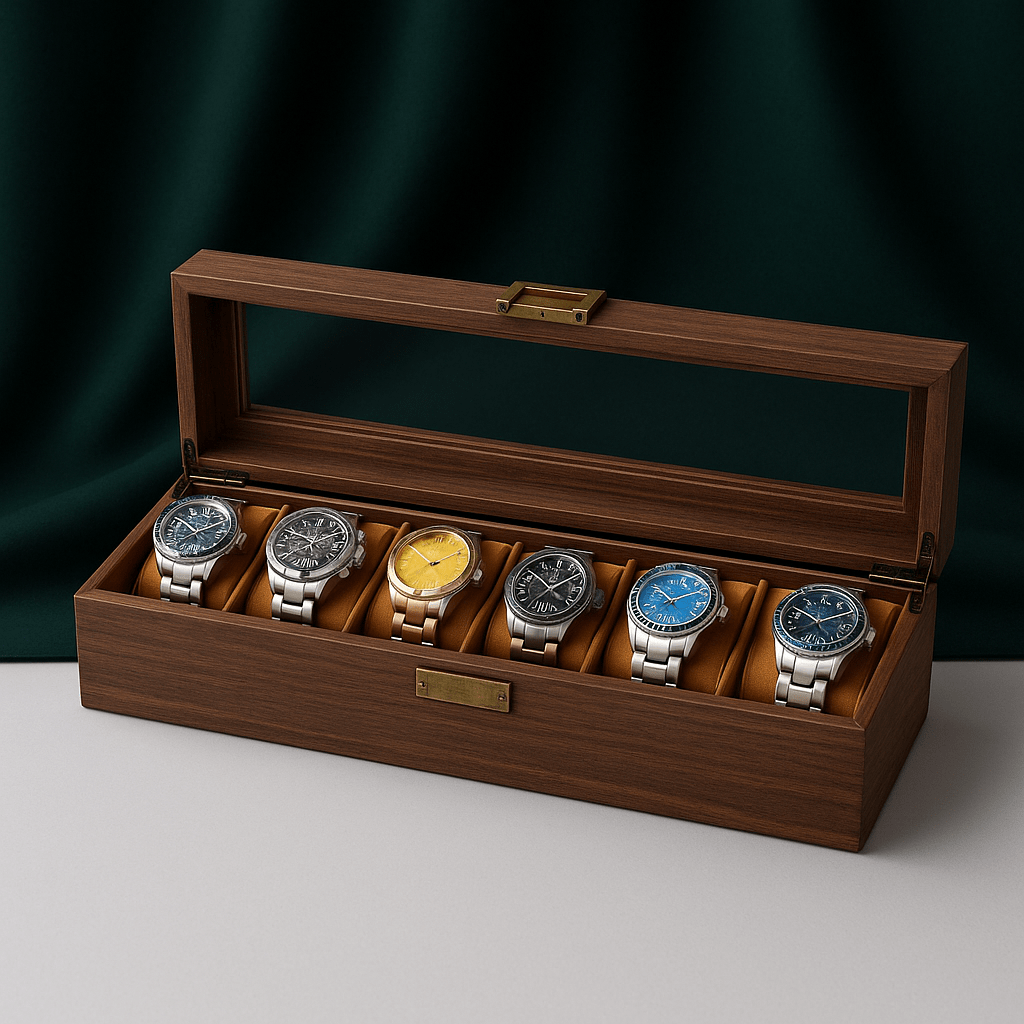 Wood Watch Box – 6 Slot Glass Display Case | CHRONVAULT™