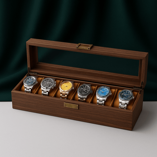 Wood Watch Box – 6 Slot Glass Display Case | CHRONVAULT™