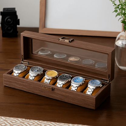 Wood Watch Box – 6 Slot Glass Display Case | CHRONVAULT™