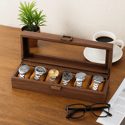 Wood Watch Box – 6 Slot Glass Display Case | CHRONVAULT™