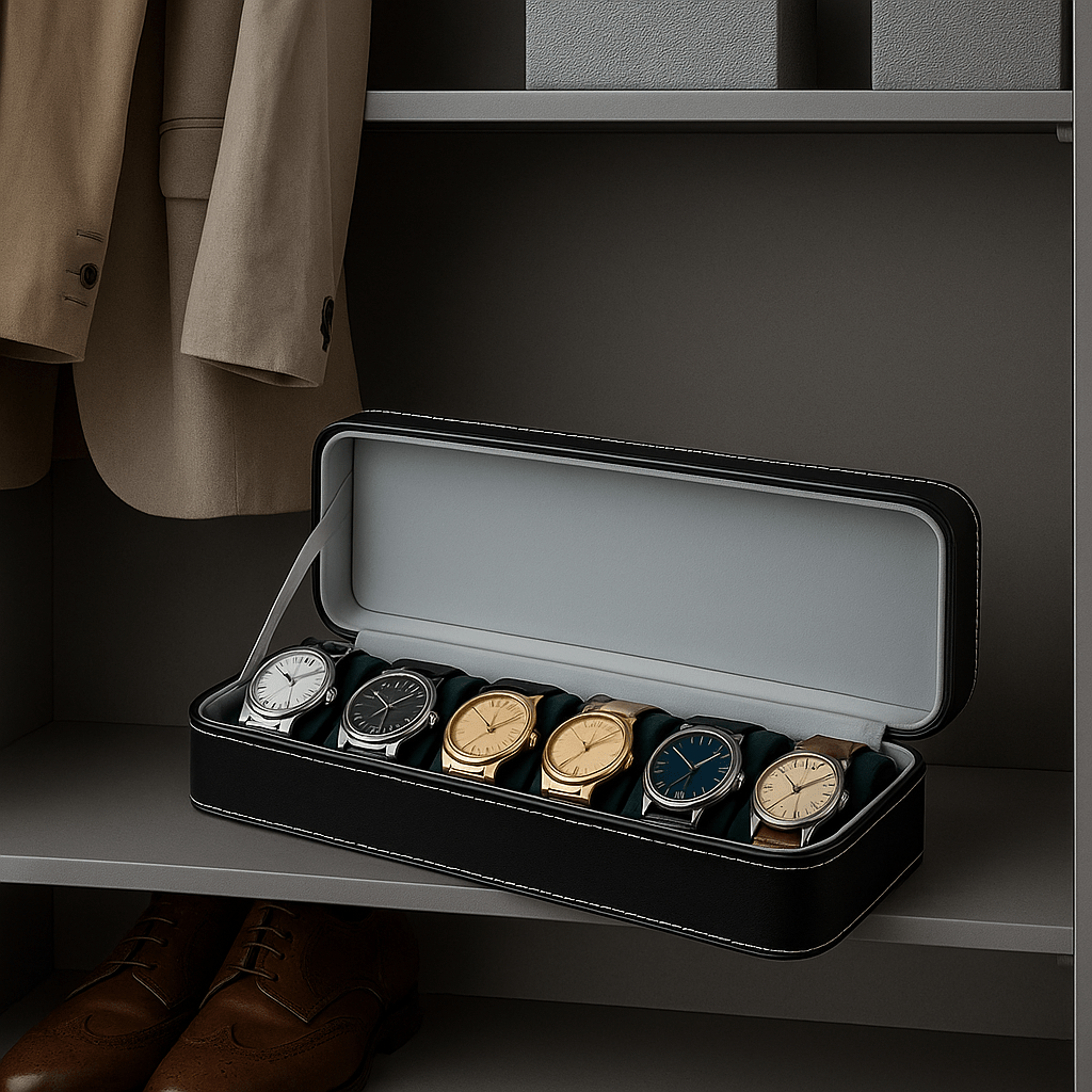 Leather Watch Box – 6 Slot Travel Zipper Case | CHRONVAULT™
