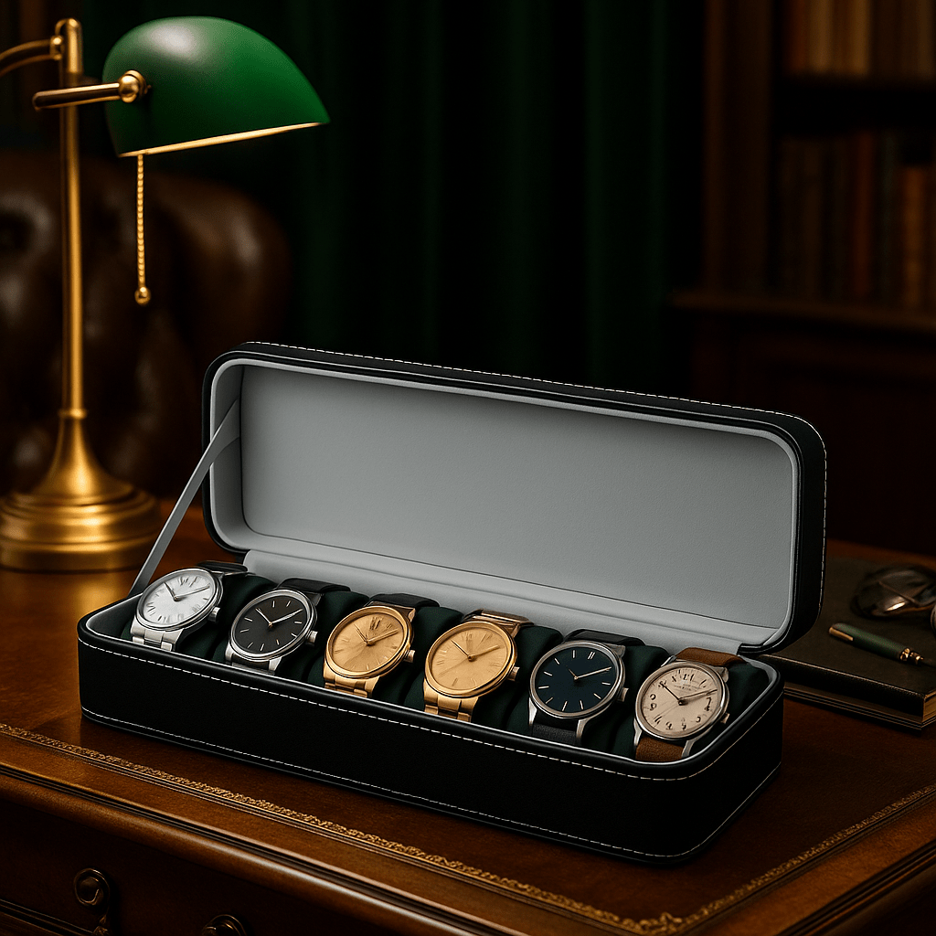 Leather Watch Box – 6 Slot Travel Zipper Case | CHRONVAULT™