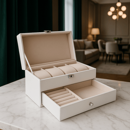 4-Slot Leather Watch Box with Jewelry Drawer | CHRONVAULT™